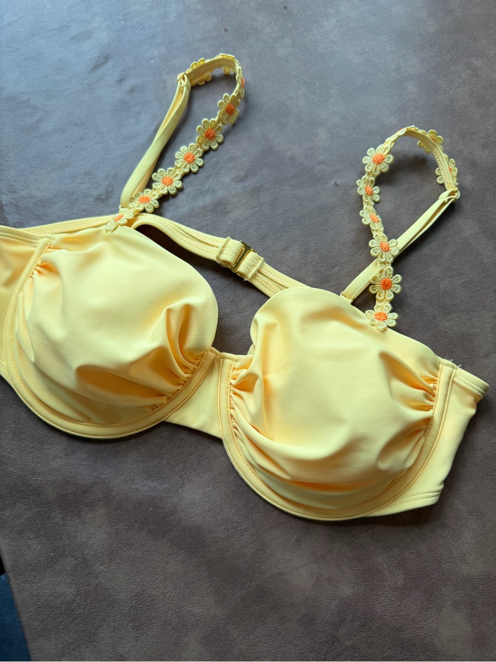 Wild Fable Yellow Floral Bikini Top Only